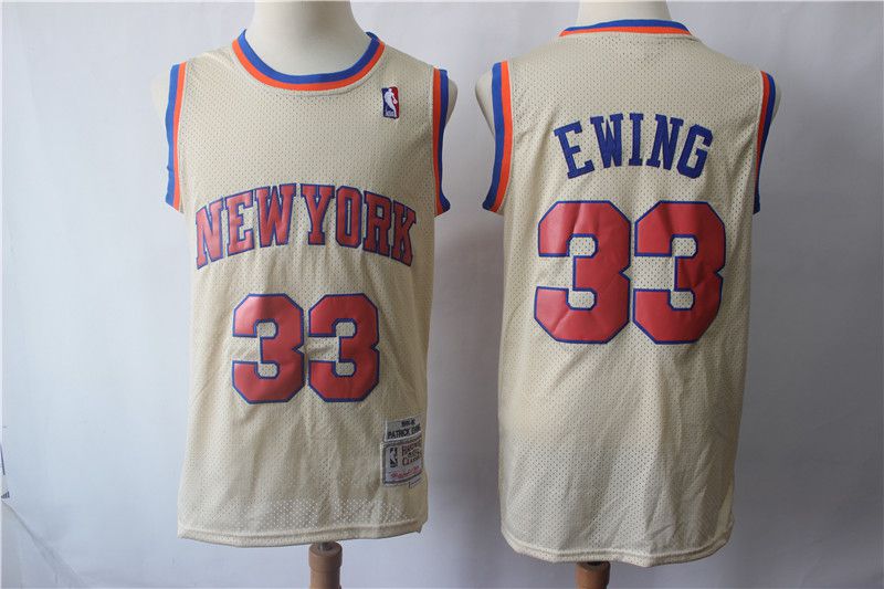 Men New York Knicks 33 Ewing Gream Retro Limited Edition NBA Jerseys